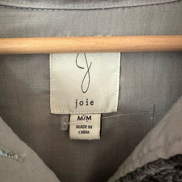 Joie Grey Plaid Shirt Jacket Shacket Size M EUC - Picture 3 of 8